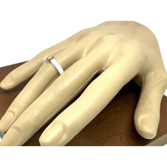 Engagement Promise Ring 0.05ctw Diamond Sterling Silver White Ceramic Size 7 - Picture 6 of 13